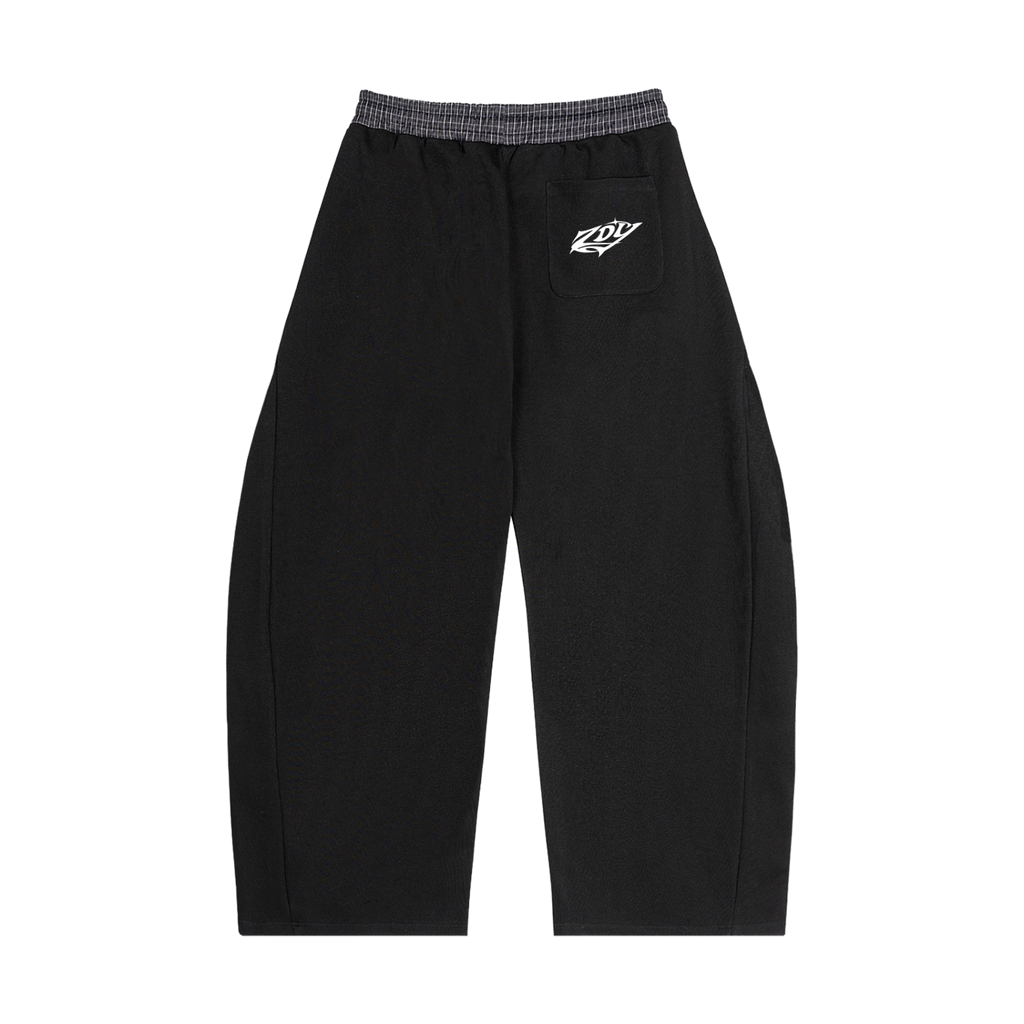 Noir Check Barrel Pants