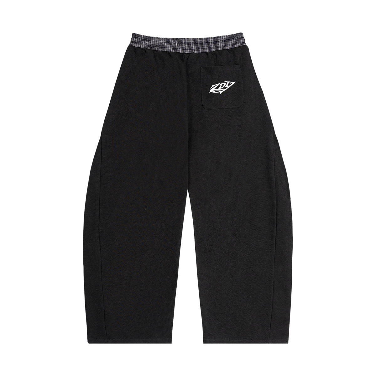 Noir Check Barrel Pants