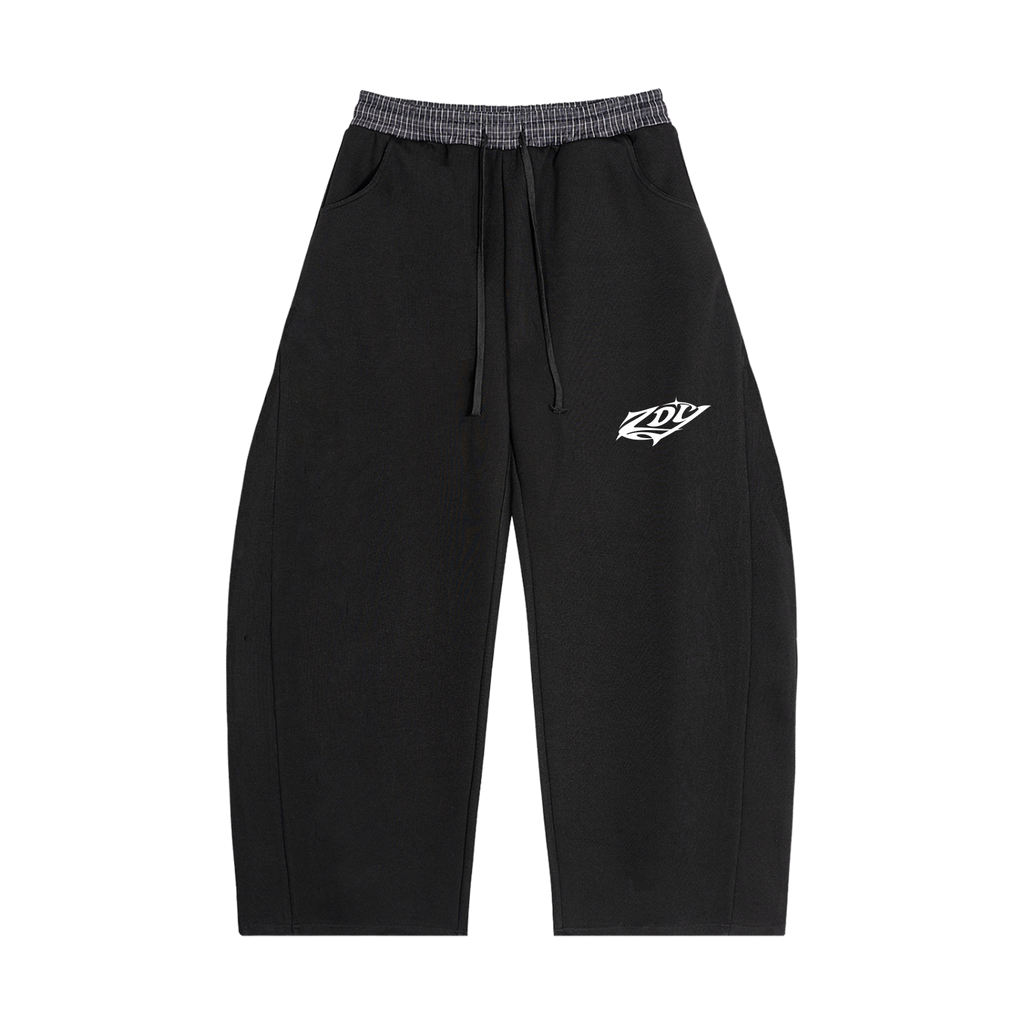 Noir Check Barrel Pants