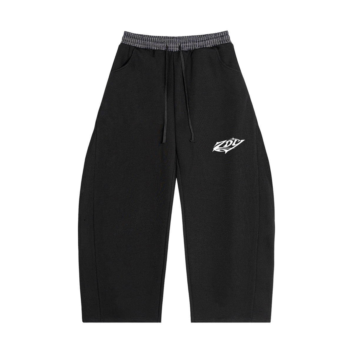 Noir Check Barrel Pants