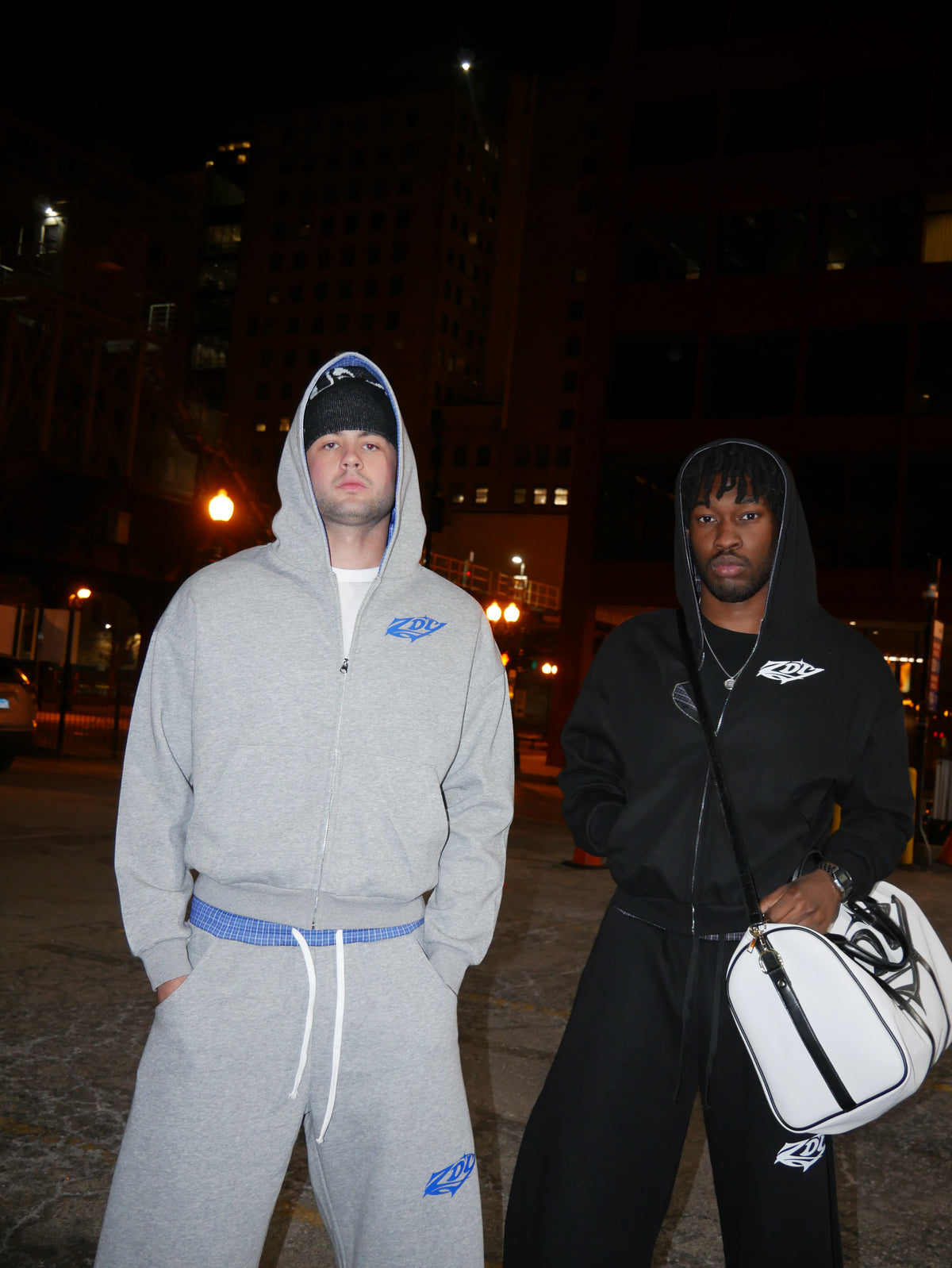 Black Check Zip Hoodie